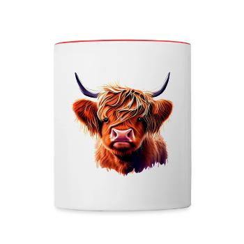 Illustration de l’écorce du bétail des Highlands - Mug contrasté - blanc/rouge - Devant