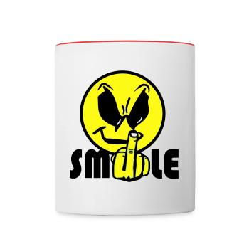 Smile Text Logo - Contrasting Mug - white/red - Front
