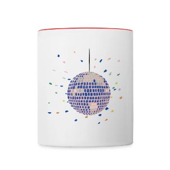 Boule disco - Mug contrasté - blanc/rouge - Devant