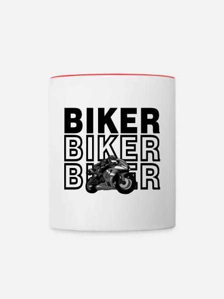 Sport Biker (Black and White) - Mug contrasté - blanc/rouge