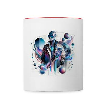 Neon Cyberwelle - Tasse zweifarbig - Weiß/Rot - Vorne