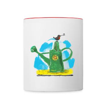 Bonheur dans le jardin - Mug contrasté - blanc/rouge - Devant
