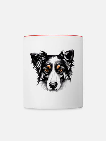 Australian Shepherd - Tasse zweifarbig - Weiß/Rot