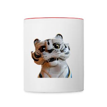 Tigre face - Mug contrasté - blanc/rouge - Devant