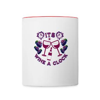 Wine 9 a clock - Contrasting Mug - white/red - Front