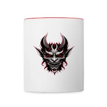 Unleashed Fury Demon Creepy Face - Contrasting Mug - white/red - Front
