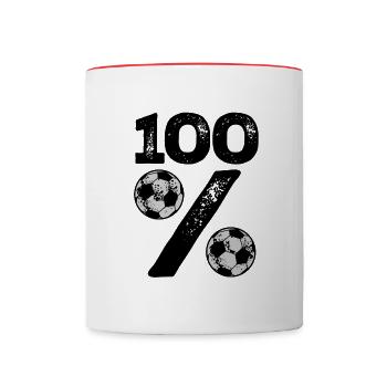 100% football - Mug contrasté - blanc/rouge - Devant