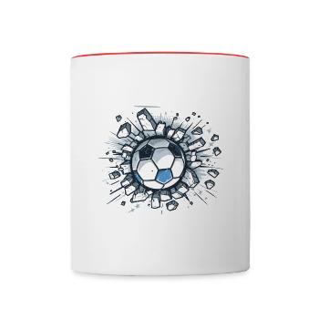 Fußball Ball - Tasse zweifarbig - Weiß/Rot - Vorne