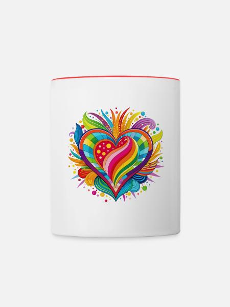 Liebe ist bunt - Tasse zweifarbig - Weiß/Rot