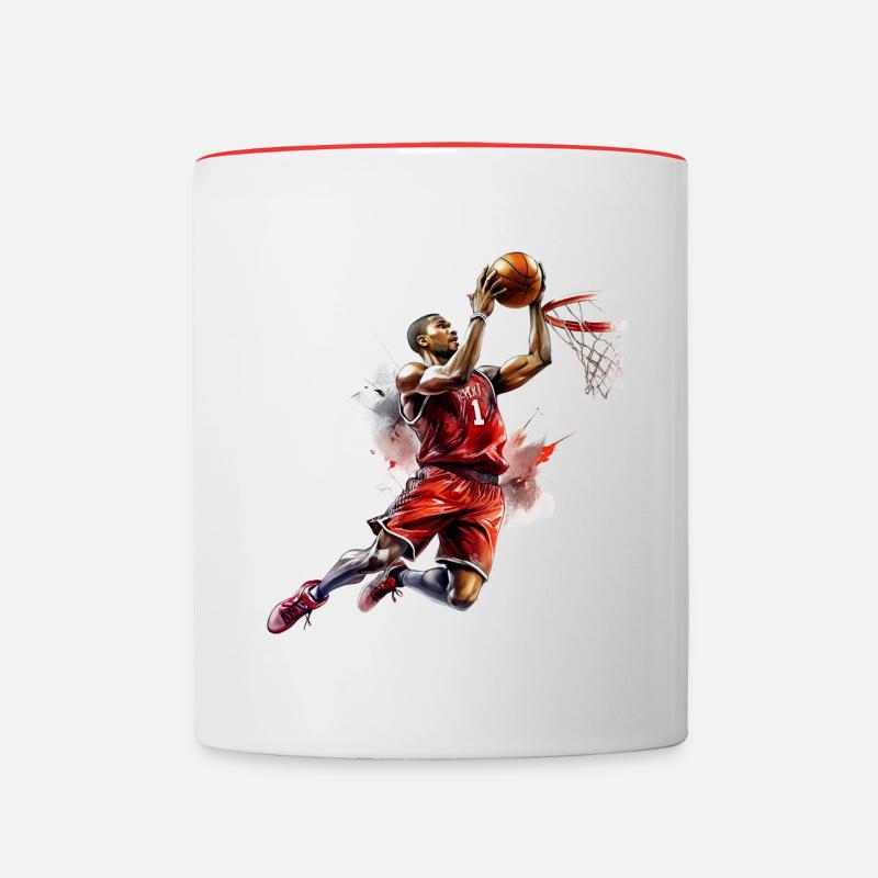 Basketball player drawing basket with lapi - Contrasting Mug - white/red