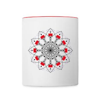 Mandala Red and Black - Mug contrasté - blanc/rouge - Devant
