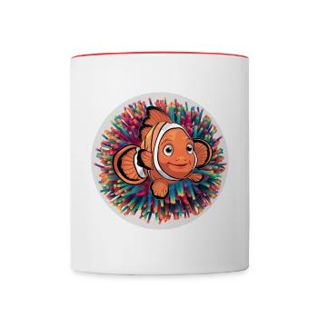 laughing clownfish and sea anemone - Contrasting Mug - white/red - Front