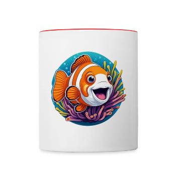 laughing clownfish and sea anemone - Contrasting Mug - white/red - Front