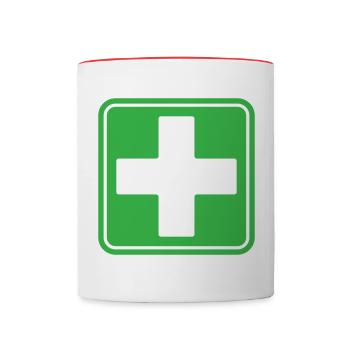 Erste-Hilfe-Symbol - Tasse zweifarbig - Weiß/Rot - Vorne