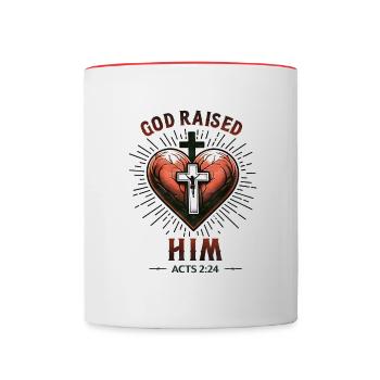Messages from the Bible God Lifted Him Up - Contrasting Mug - white/red - Front