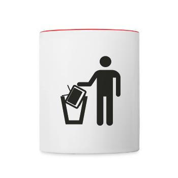 Television in the bin - Contrasting Mug - white/red - Front