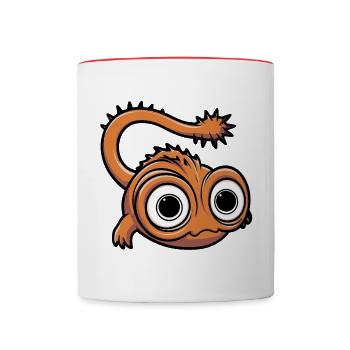Little funny fantasy monster with big eyes - Contrasting Mug - white/red - Front