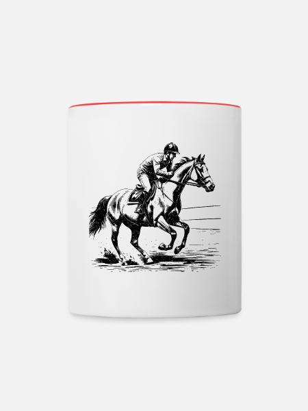 Pferdesport Grunge Effekt - Tasse zweifarbig - Weiß/Rot