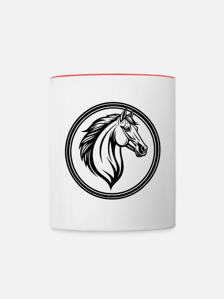 Pferdekopf Emblem - Tasse zweifarbig - Weiß/Rot