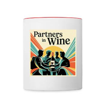 Partners in Wine – Männer Freundschaft Motiv - Tasse zweifarbig - Weiß/Rot - Vorne