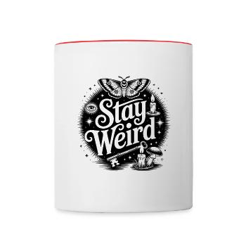 Stay Weird: Mystische Motte & Magie - Tasse zweifarbig - Weiß/Rot - Vorne