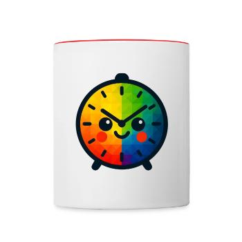 WPAP Polygon Kawaii Stil Baby Spielzeug Uhr - Tasse zweifarbig - Weiß/Rot - Vorne