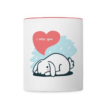 Tu me manques drôles d’animaux graphique - Mug contrasté - blanc/rouge - Devant