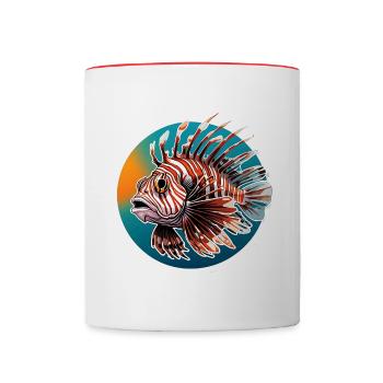 Farbenfroher Rotfeuerfisch Korallenfisch - Tasse zweifarbig - Weiß/Rot - Vorne