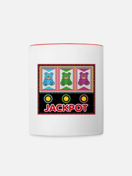 Jackpot mit Teddybären - Tasse zweifarbig - Weiß/Rot