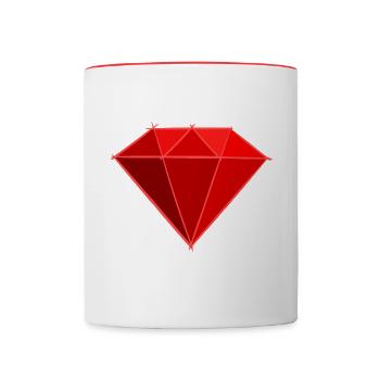 Edelsteine: Rubin Zeichnung / Symbol. Juwel. - Tasse zweifarbig - Weiß/Rot - Vorne