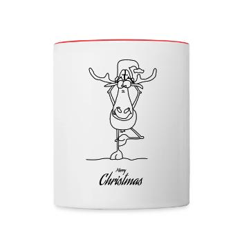 Christmas - Moose - Funny - Contrasting Mug - white/red - Front