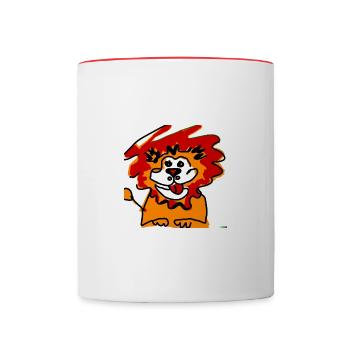 Löwe - Tasse zweifarbig - Weiß/Rot - Vorne