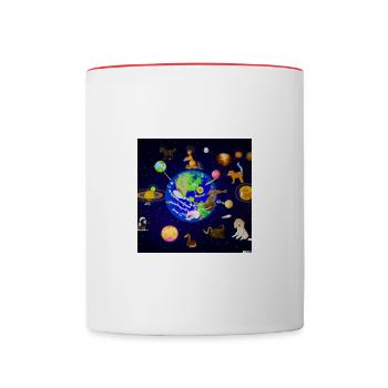 Weltraum Zeichentrick Animals - Tasse zweifarbig - Weiß/Rot - Vorne