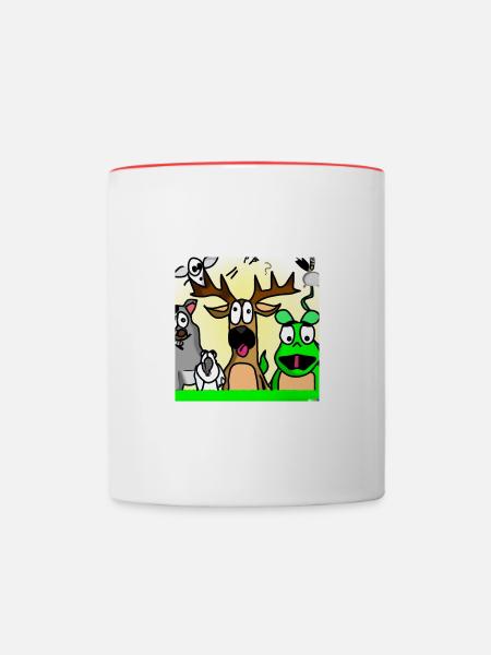 Crazy Amimals - Tasse zweifarbig - Weiß/Rot
