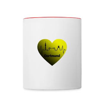 La ligne d’horizon de Dortmund - Mug contrasté - blanc/rouge - Devant