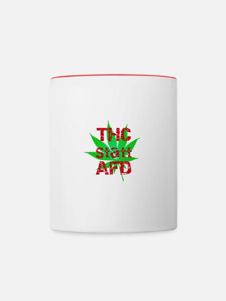 THC Statt AFD Cannabis - Tasse zweifarbig - Weiß/Rot