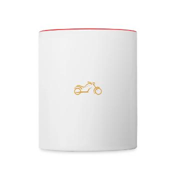 Zwei Räder unendliche Abenteuer Motorrad - Tasse zweifarbig - Weiß/Rot - Vorne