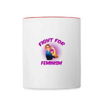 Luttes pour le féminisme - Mug contrasté - blanc/rouge - Devant