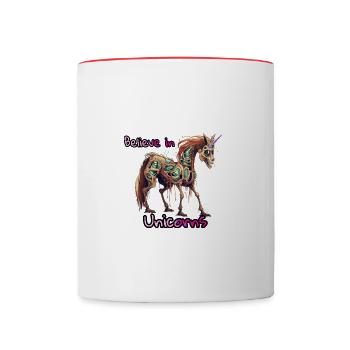 Believe in Unicorns - Contrasting Mug - white/red - Front