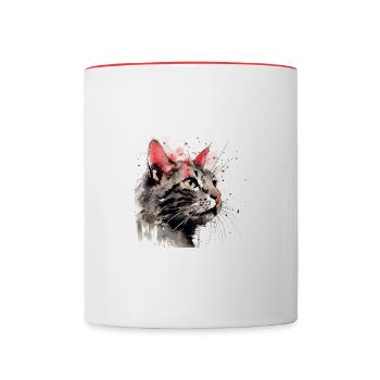 Distressed Grungy Punky Graffiti Cat XVIII - Contrasting Mug - white/red - Front
