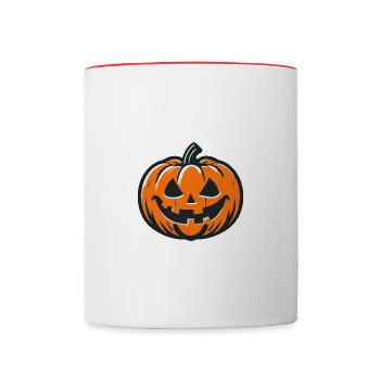 Halloween-Kürbis - Tasse zweifarbig - Weiß/Rot - Vorne