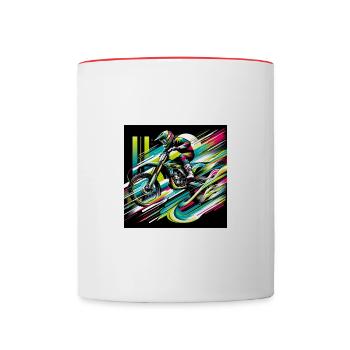 Vintage-Stil Motocross - Tasse zweifarbig - Weiß/Rot - Vorne