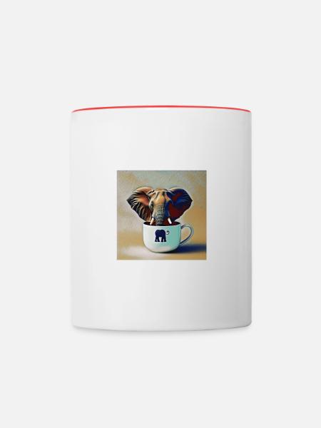 Elefant trinkt einen Kaffee - Tasse zweifarbig - Weiß/Rot