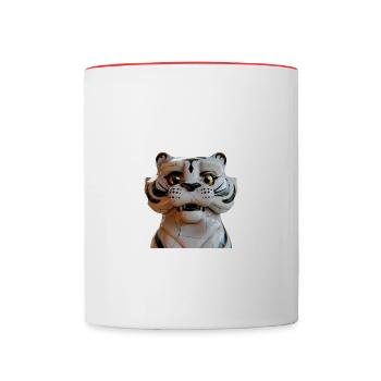 Tigre face - Mug contrasté - blanc/rouge - Devant