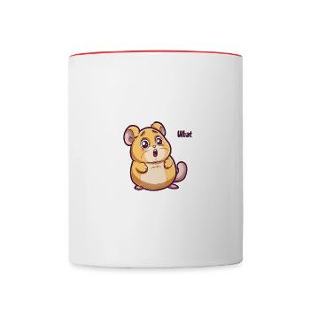 What Hamster - entsetzt guckender Hamster - Tasse zweifarbig - Weiß/Rot - Vorne