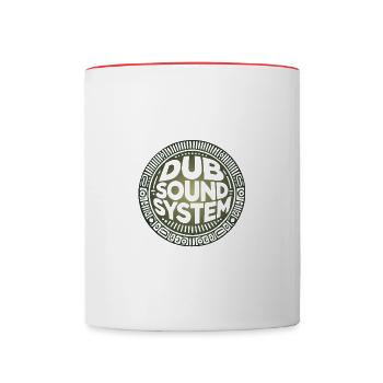 Dub sound system green yellow yellow gradient - Contrasting Mug - white/red - Front