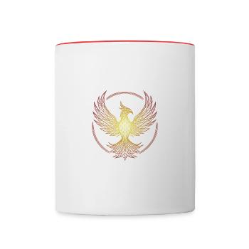 Polygonaler Feuerphönix - Tasse zweifarbig - Weiß/Rot - Vorne