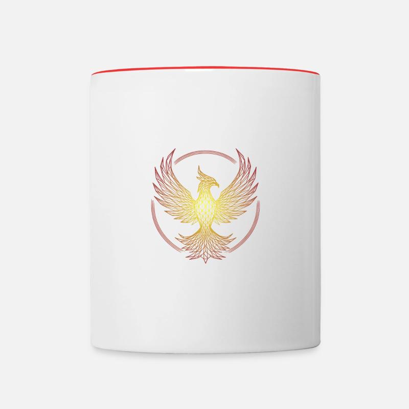 Polygonal Fire Phoenix - Contrasting Mug - white/red