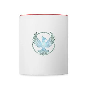 Elektrisch blauer polygonaler Phönix - Tasse zweifarbig - Weiß/Rot - Vorne