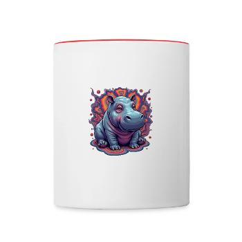 Niedliches Hippo | Buntes Regenbogen Nilpferd - Tasse zweifarbig - Weiß/Rot - Vorne